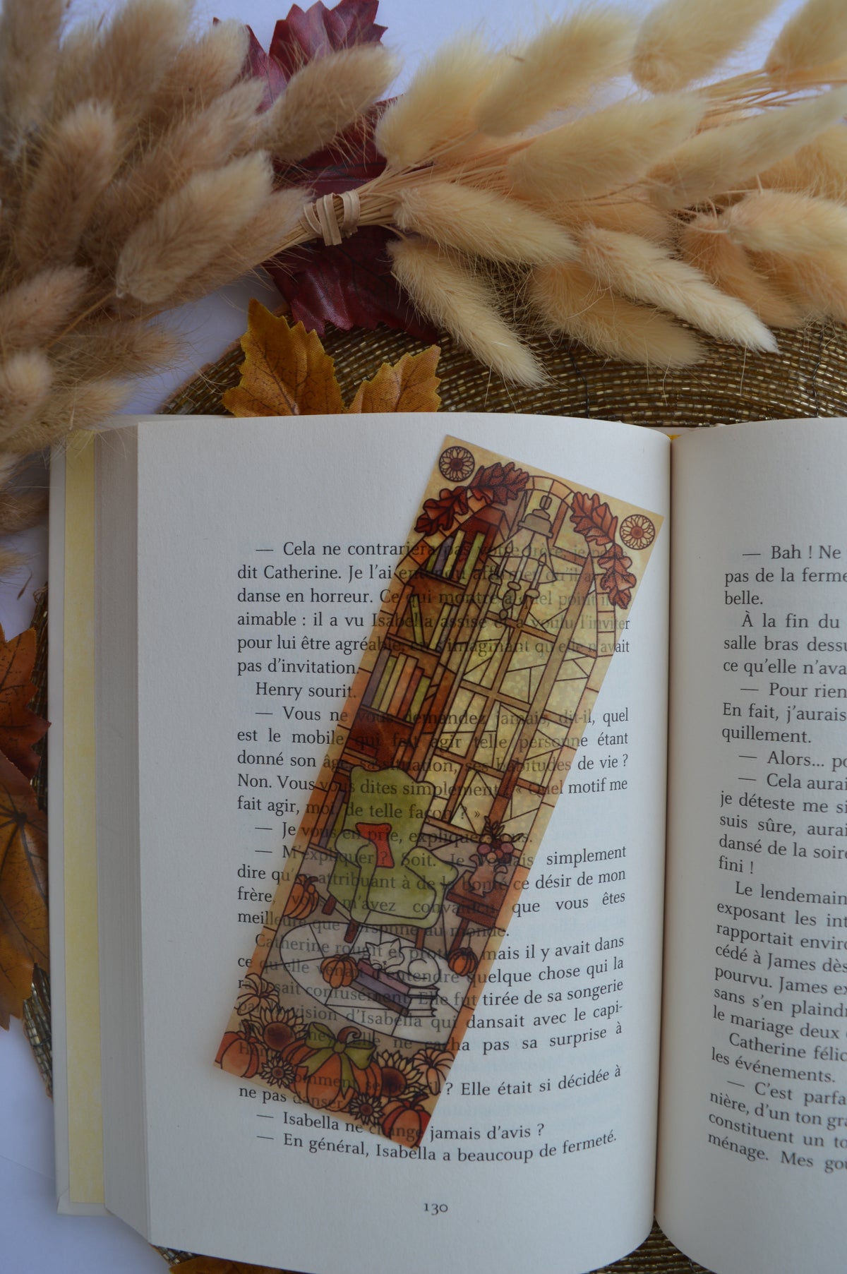 Marque-pages vitrail Autumn reading nook