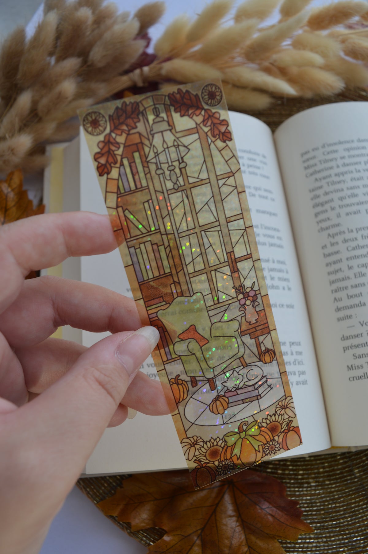 Marque-pages vitrail Autumn reading nook