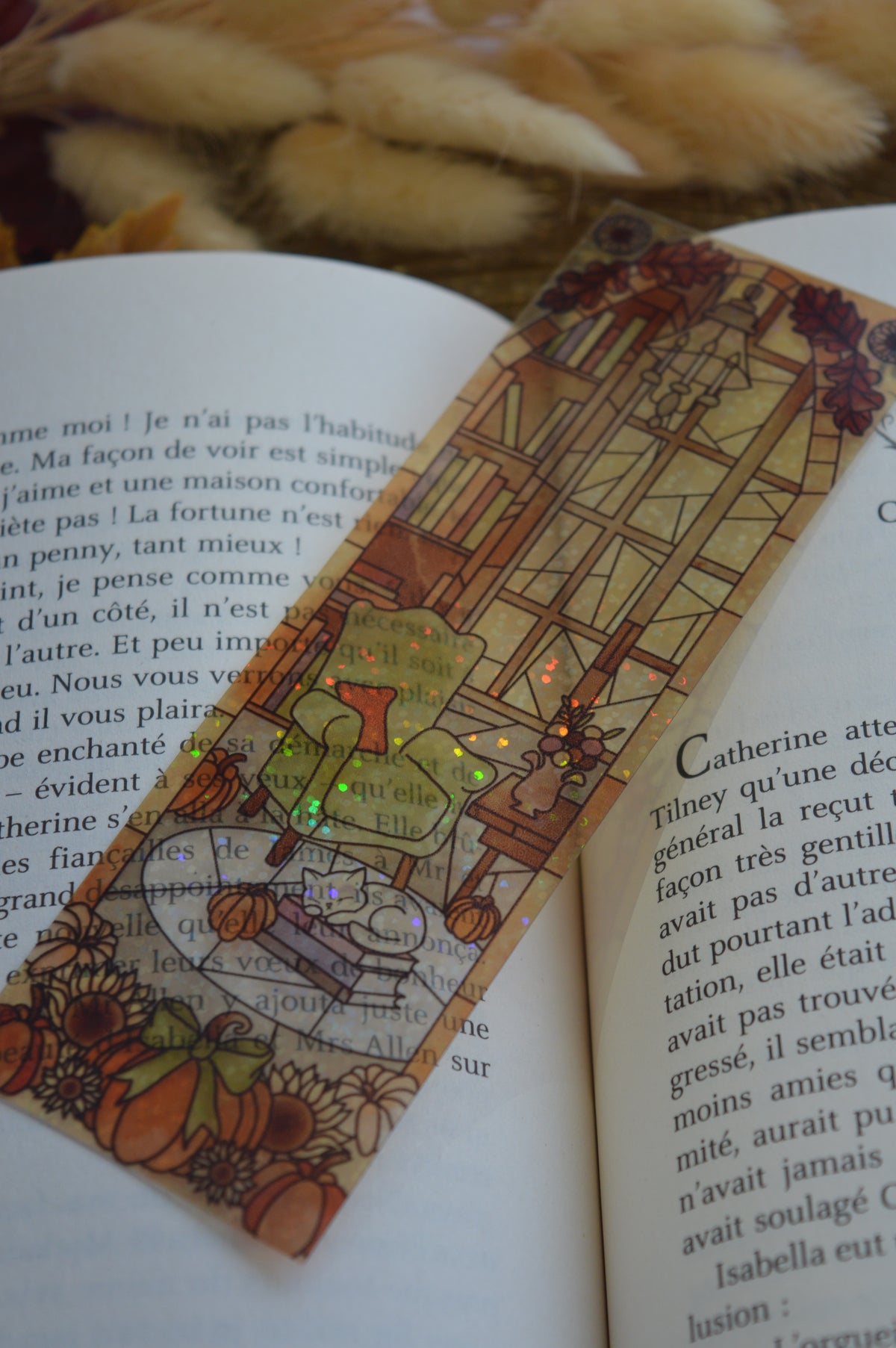 Marque-pages vitrail Autumn reading nook