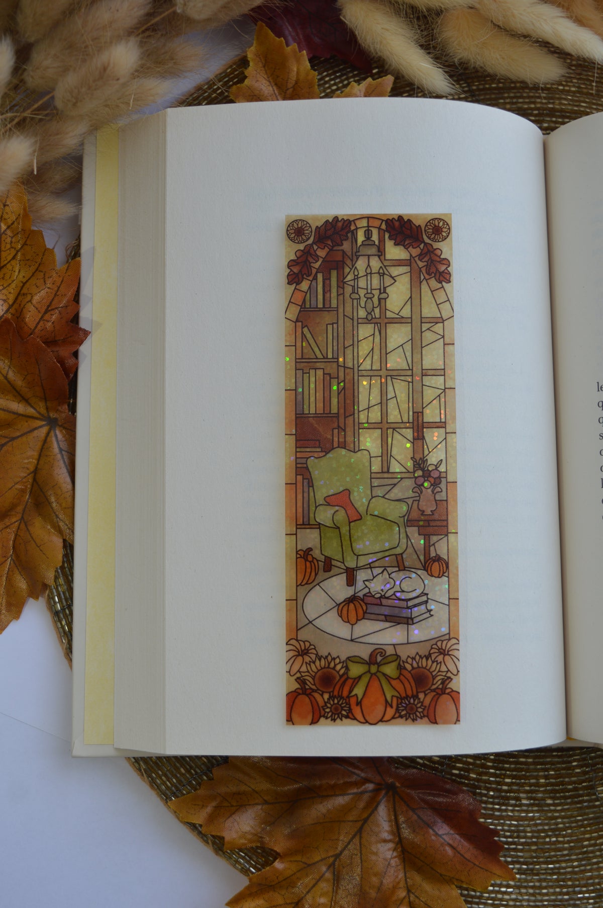 Marque-pages vitrail Autumn reading nook