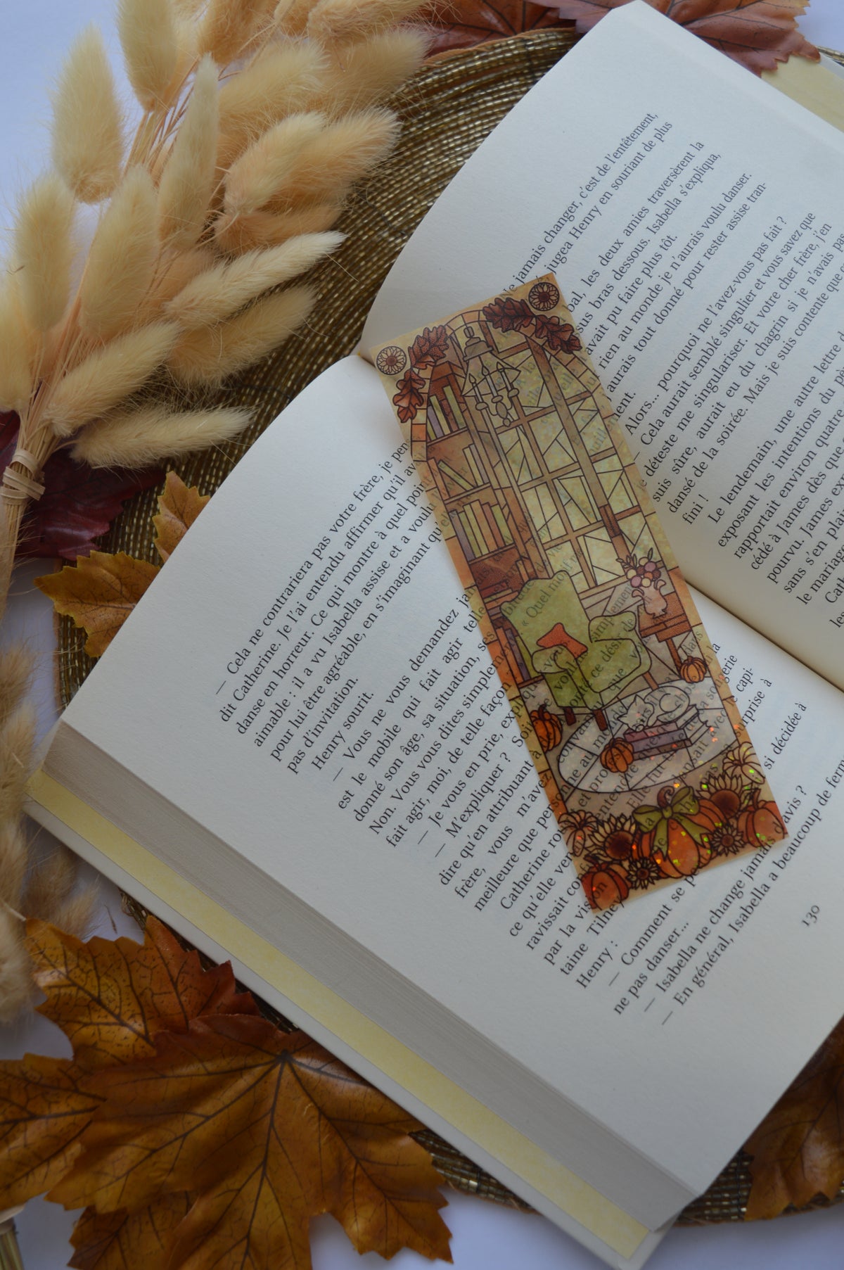 Marque-pages vitrail Autumn reading nook