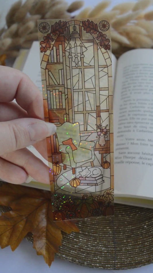 Marque-pages vitrail Autumn reading nook